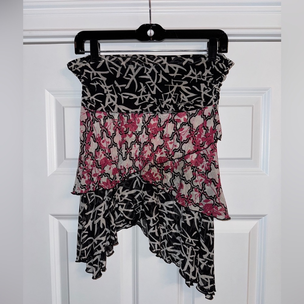 Women’s Diane Von Fursternberg 100% Silk Mini Skirt Dual Pattern Size Small